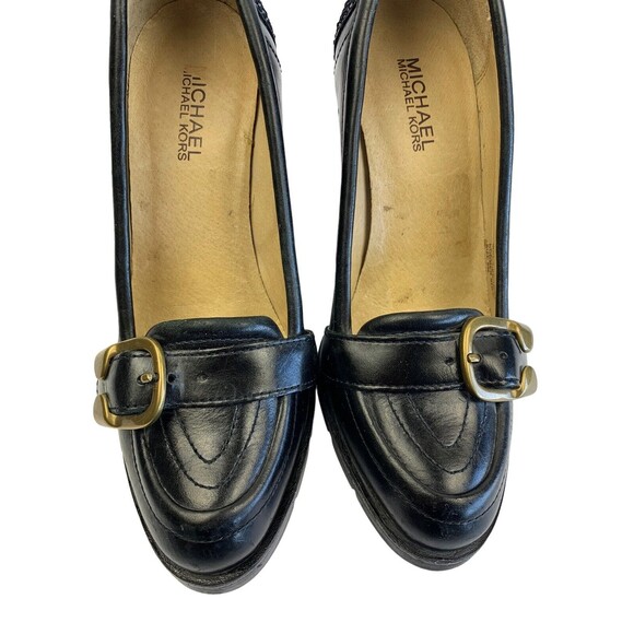 Michael Michael Kors Women's Size 6M Black Pumps Leather Loafer Buckle Heels - Picture 3 of 11
